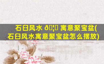 石臼风水 🦅 寓意聚宝盆(石臼风水寓意聚宝盆怎么摆放)